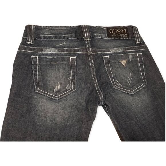 GUESS Los Angeles Daredevil Skinny Leg Stretch Distressed Blue Jeans - Picture 5 of 9